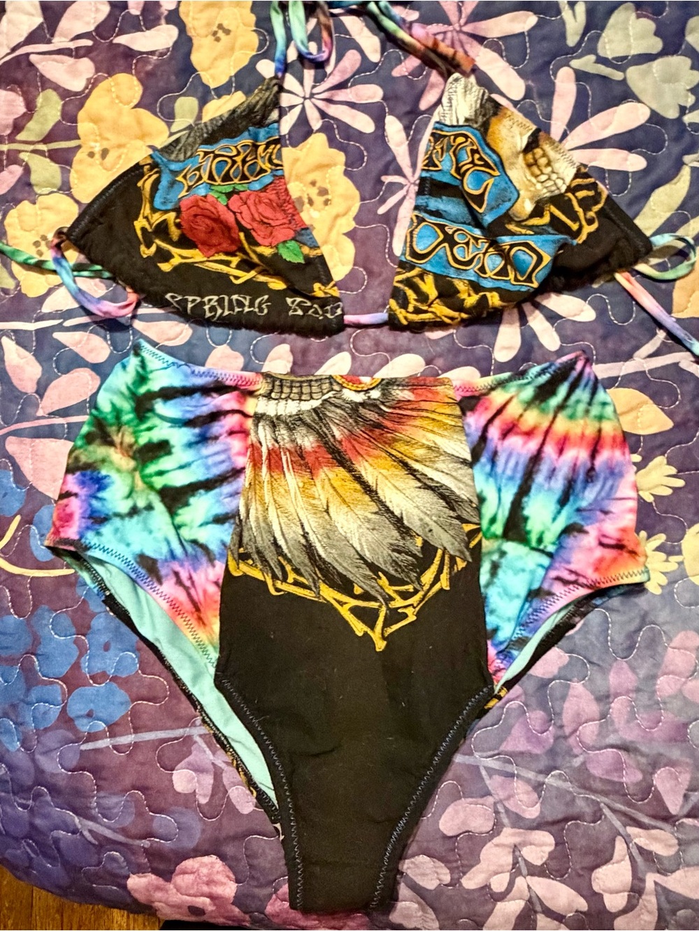 “Betty Bangs “ Custom size Grateful Dead Highwaisted Bikini. Limited edition